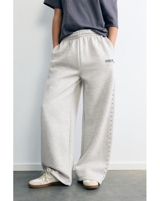Pull&Bear White Studded Joggers