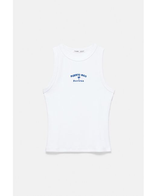 Pull&Bear White Puerto Rico Tank Top