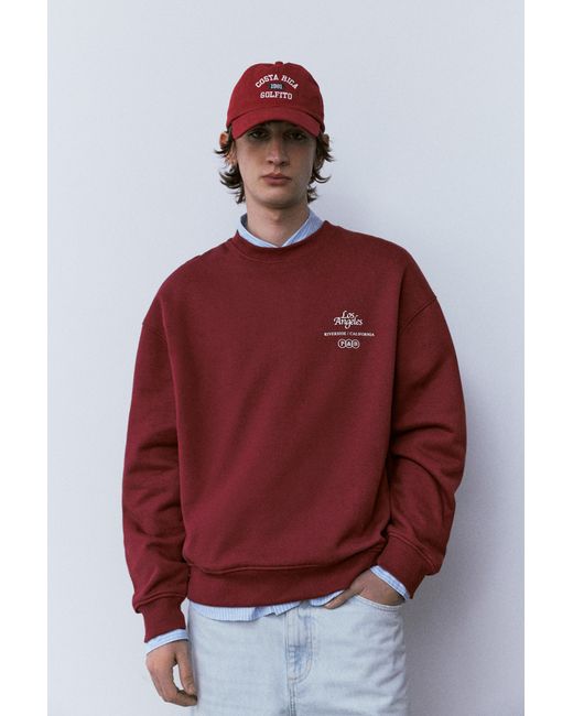 Sweat Col Rond Pull&Bear pour homme en coloris Red