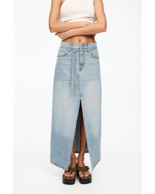 Pull&Bear Blue Jeans-Midirock Mit Gürtel