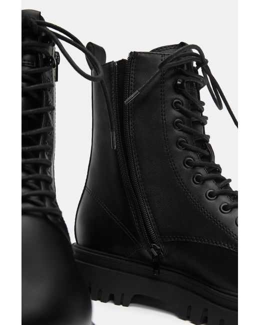 Stivali Stringati Foderati di Pull&Bear in Black da Uomo