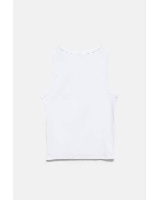 Pull&Bear White Round Neck Tank Top