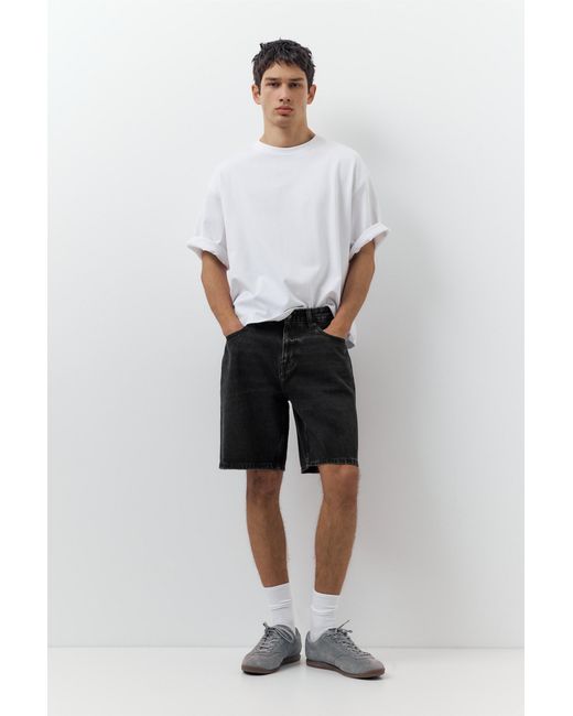 Pull&Bear Black Standard Denim Bermuda Shorts for men
