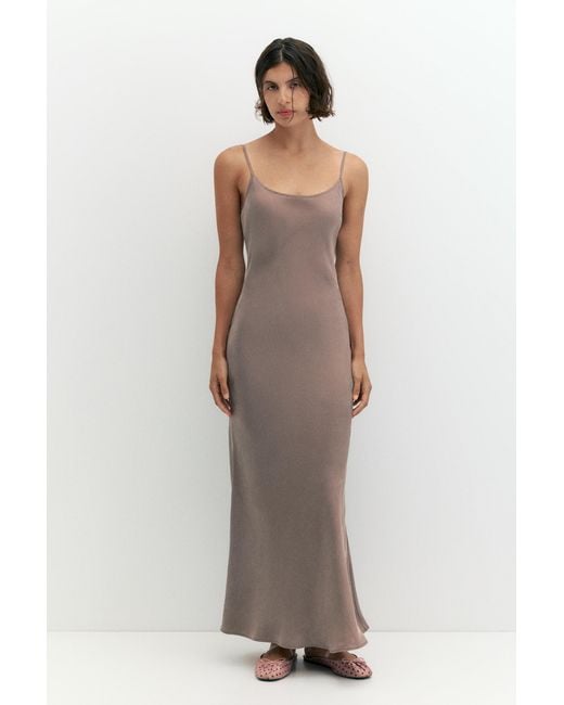 Pull&Bear Pink Satin Midi Dress