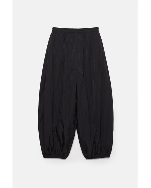 Pull&Bear Black Nylon-Effect Sarouel Trousers