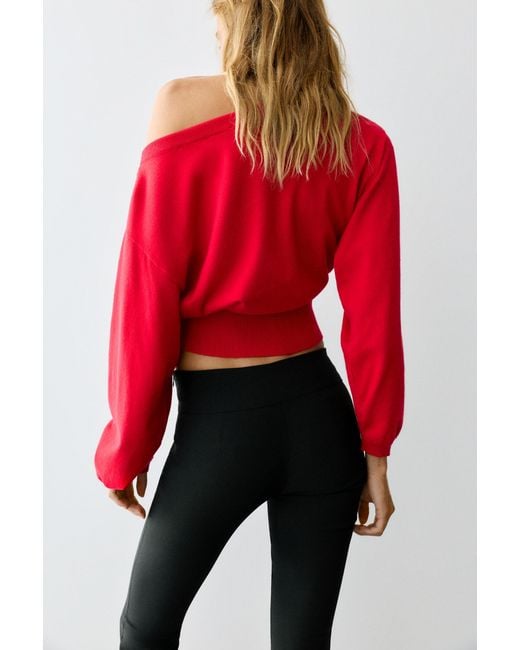 Pullover Con Collo Asimmetrico di Pull&Bear in Red