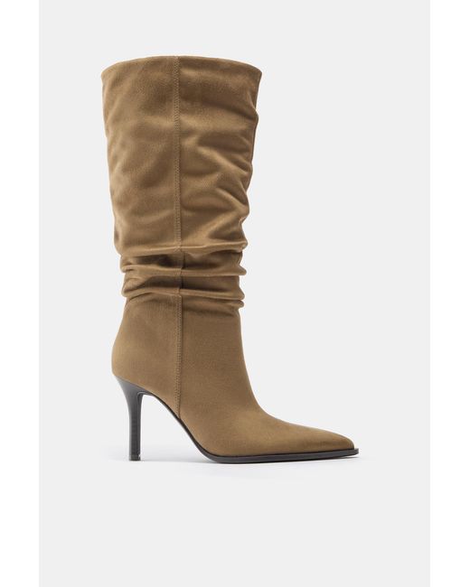 Pull&Bear Multicolor High-Heel Ruched Boots