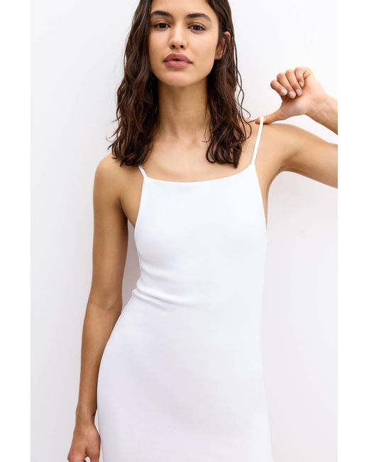 Pull&Bear White Midikleid Mit Trägern