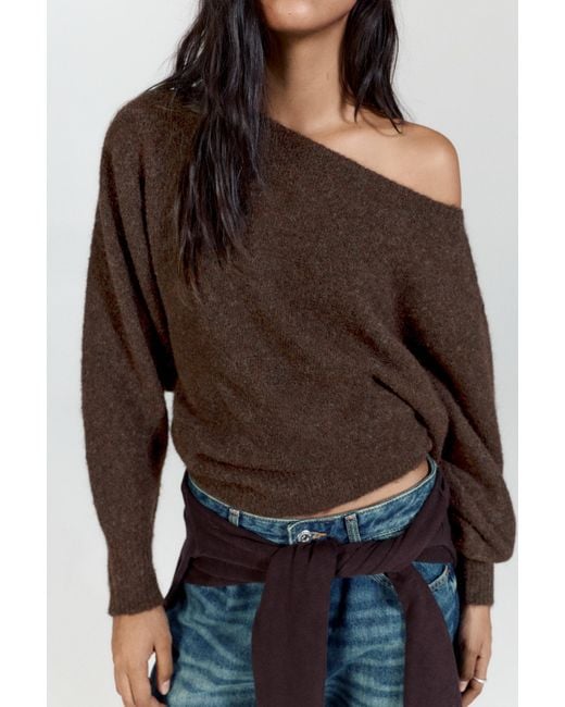Pull&Bear Brown Asymmetric Knit Jumper