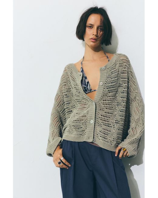 Pull&Bear Green Oversize Cutwork Cardigan