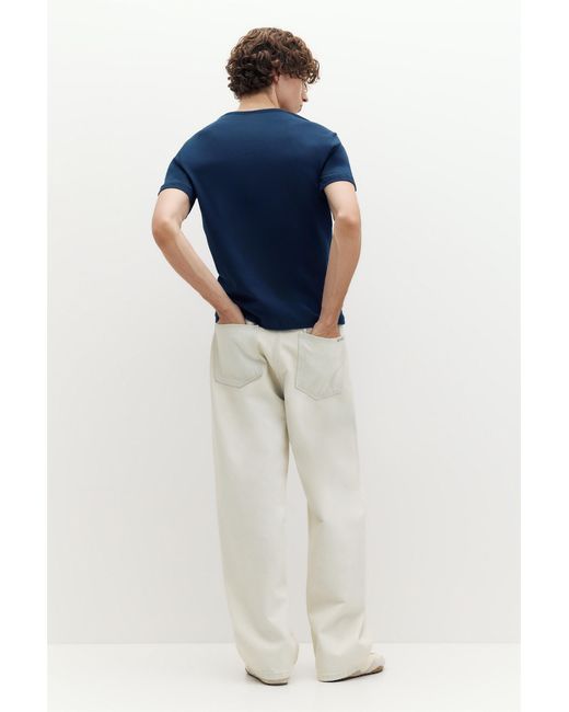 Pull&Bear Blue Slim Fit Basic T-Shirt for men