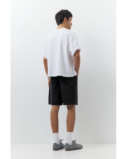 Pull&Bear Black Standard Denim Bermuda Shorts for men