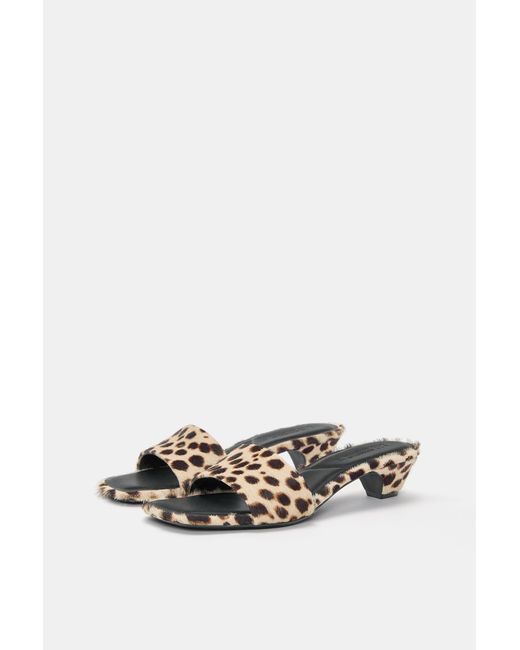 Pull&Bear Black Print Leather Heel Sandals