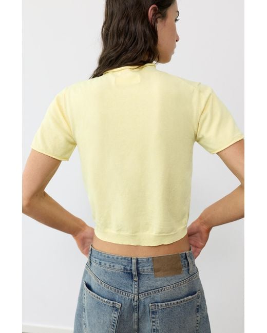 Pull&Bear Yellow Fitted Short Sleeve Jumper