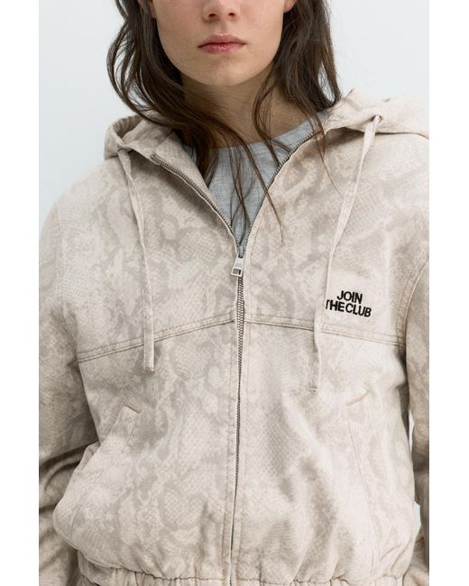 Pull&Bear Jack Met Capuchon Met Slangenprint in het Gray