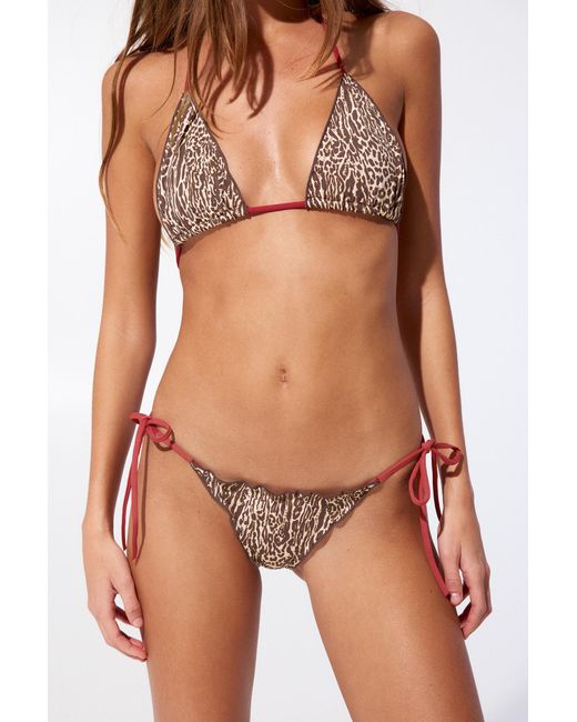 Pull&Bear Red Animal Print Bikini Bottoms