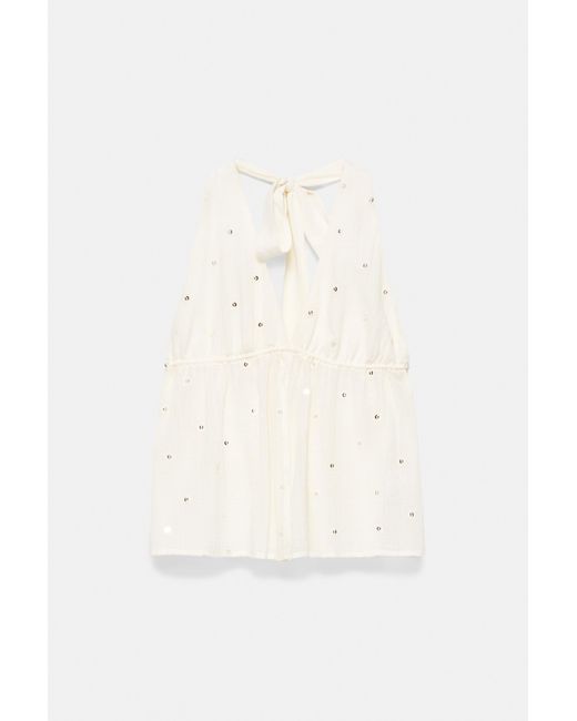 Pull&Bear Brown Mirror-Detail Halter Top