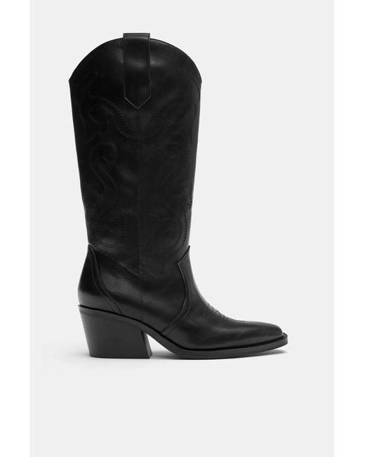 Pull&Bear Black Cowboy Boots