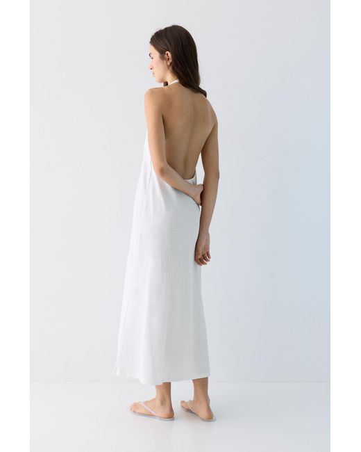 Pull&Bear Natural Halter Midi Dress