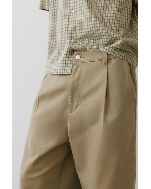 Pull&Bear Natural Baggy Darted Chinos for men