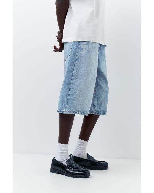 Pull&Bear Blue Stwd Super Baggy Jorts for men