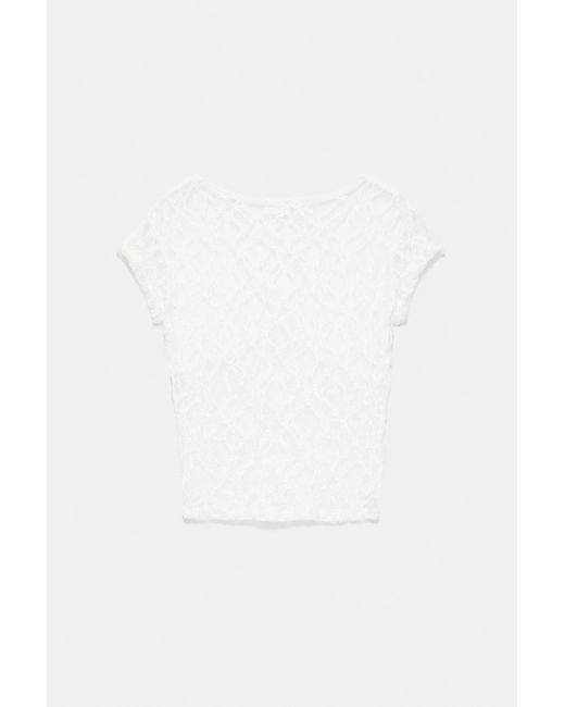Pull&Bear Kanten T-Shirt Met Studs in het Blue