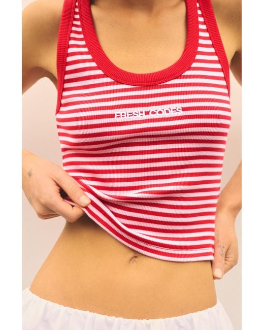 Pull&Bear Pink Striped Tank Top