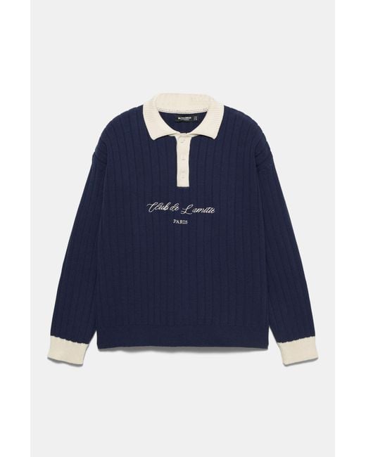 Pull Col Polo Pull&Bear pour homme en coloris Blue