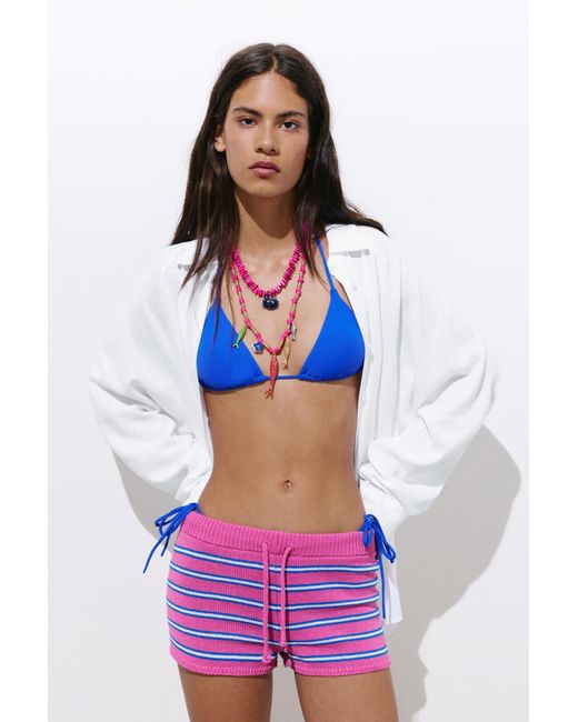 Pull&Bear Pink Striped Knit Shorts