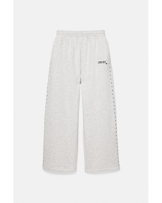 Pull&Bear White Studded Joggers