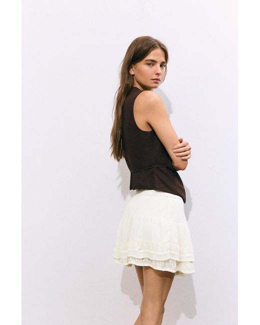 Pull&Bear Black Ruffled Mini Skirt