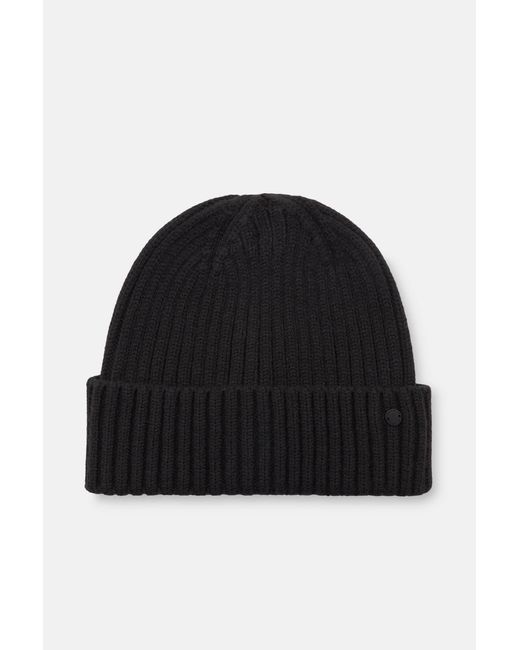 Pull&Bear Black P&B Label Beanie for men