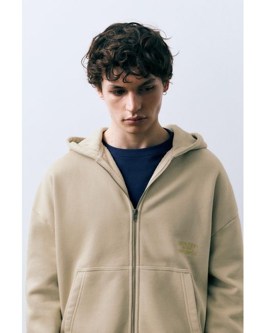 Pull&Bear Blue Sun Zip Hoodie for men
