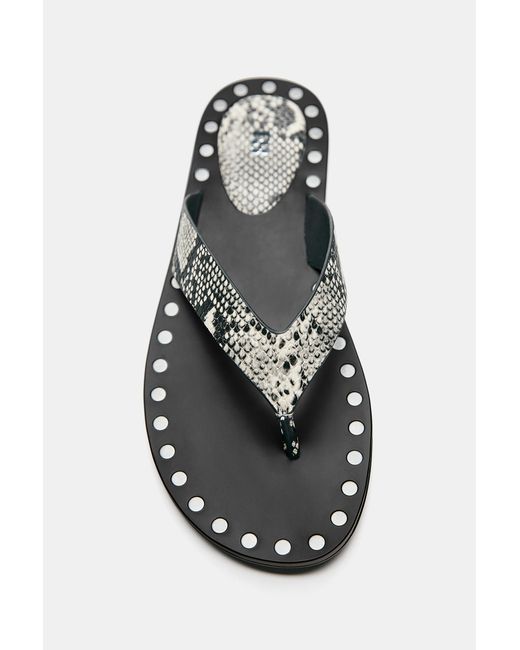 Pull&Bear Blue Flat Studded Sandals