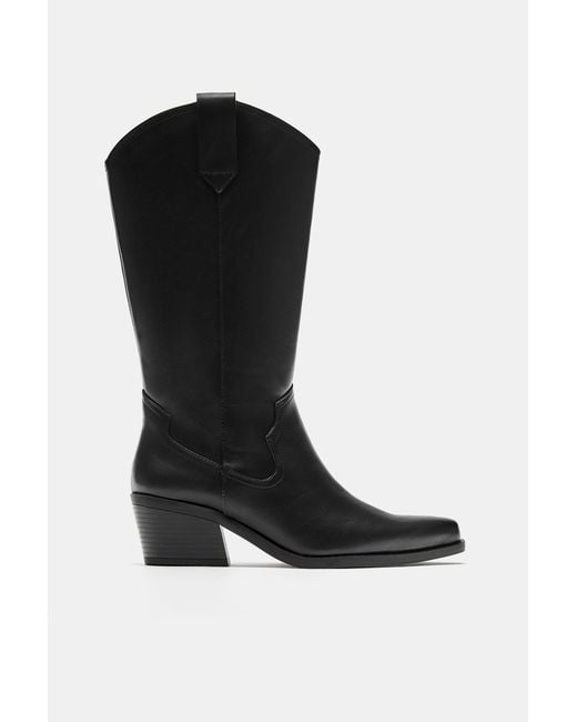 Pull&Bear Black Cowboy-Stiefel