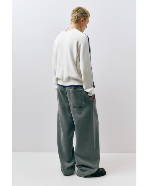 Pull&Bear Gray Embroidered Stwd Striped Jumper for men