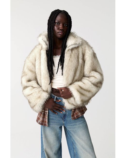 Pull&Bear Blue Faux Fur Jacket
