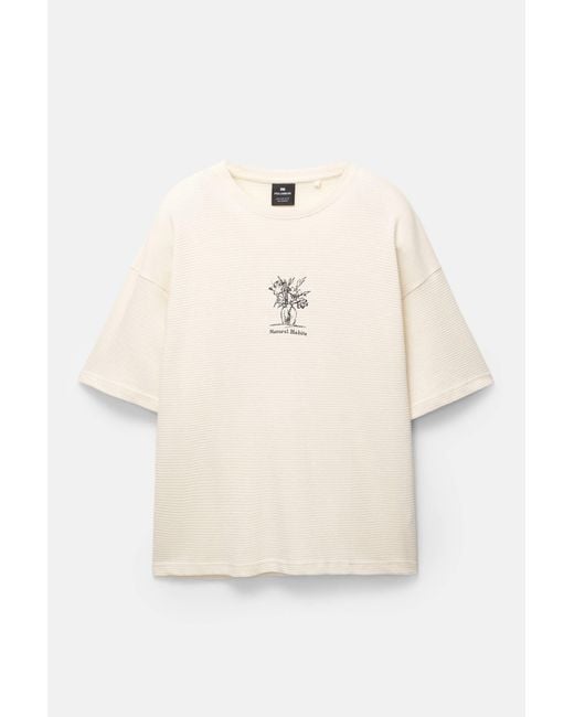 Pull&Bear T-Shirt Mit Strukturmuster Und Vasen-Grafik in White für Herren