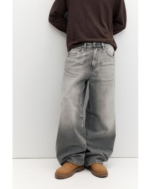 Pull&Bear Gray Wide-Leg Jeans for men