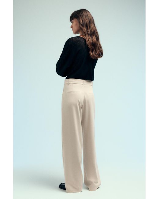 Pull&Bear White Darted Smart Trousers