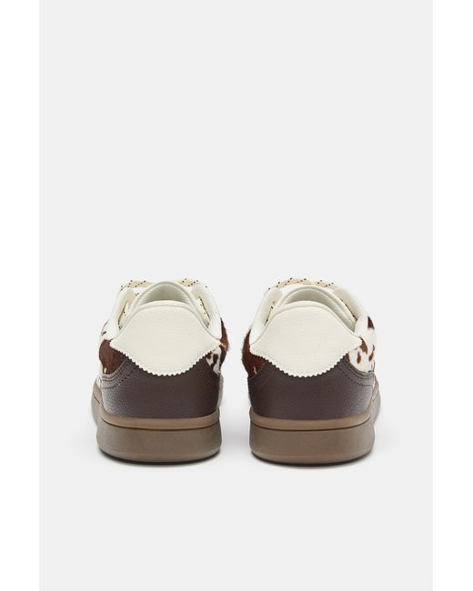 Pull&Bear Blue Cow Print Leather Trainers