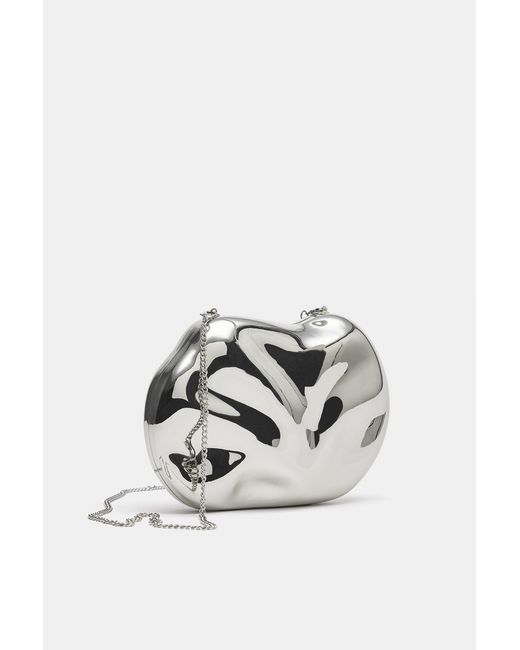 Pull&Bear Black Metallic Box Clutch Bag