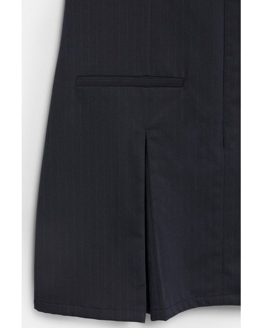 Pull&Bear Blue Short Pinstripe Dress With Box Pleats