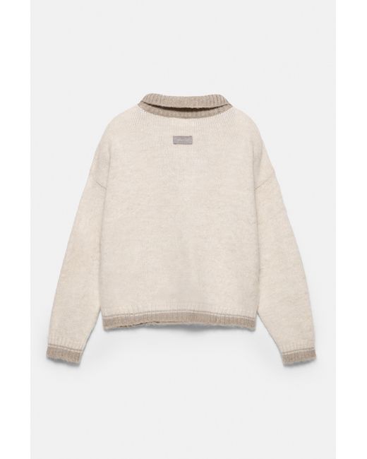 Pull&Bear Natural Polo Collar Sweater