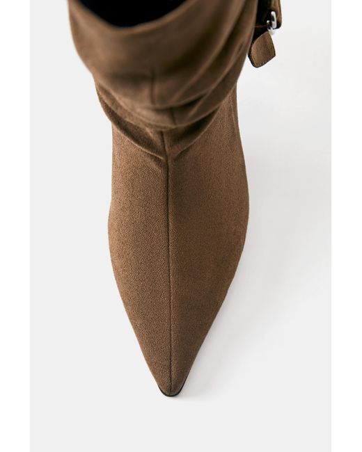 Pull&Bear Pink Ruched Heeled Ankle Boots