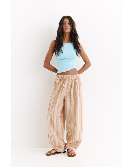 Pull&Bear Gestreepte Barrel Broek in het Multicolor