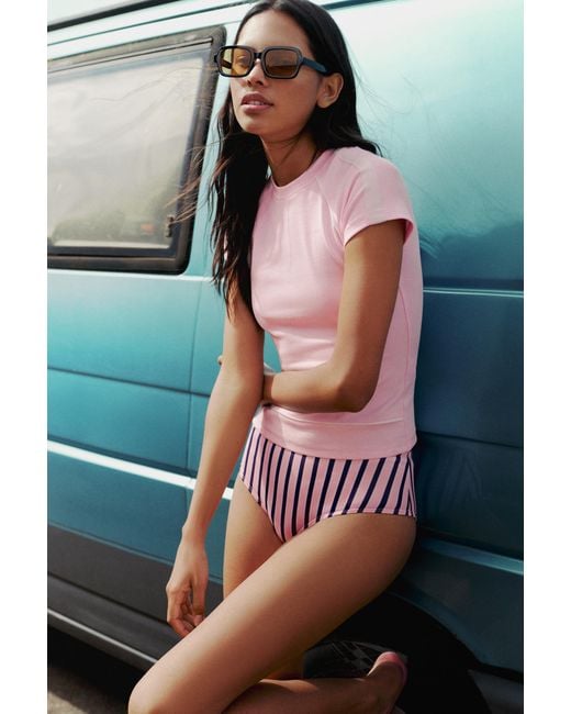 Pull&Bear Blue Short Sleeve T-Shirt With Trims