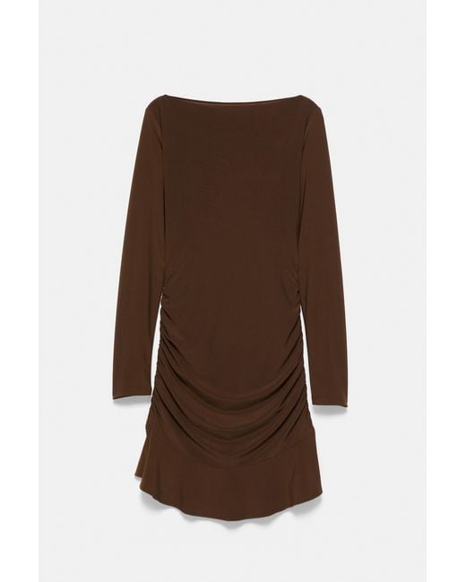 Robe Courte Froncée Pull&Bear en coloris Black