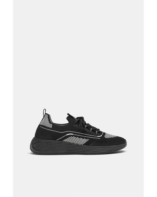 Pull&Bear Black Fabric Trainers for men