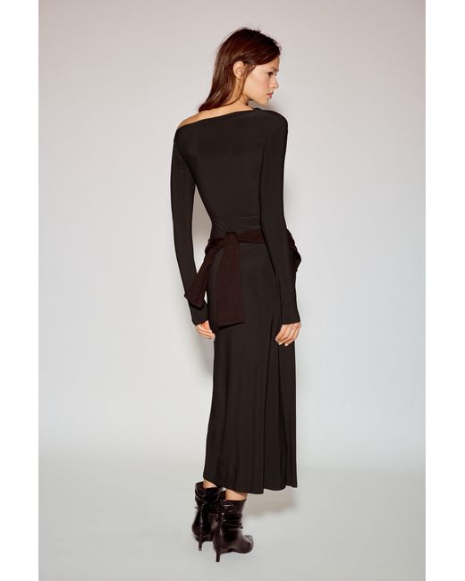 Pull&Bear Black Soft Draped Midi Dress